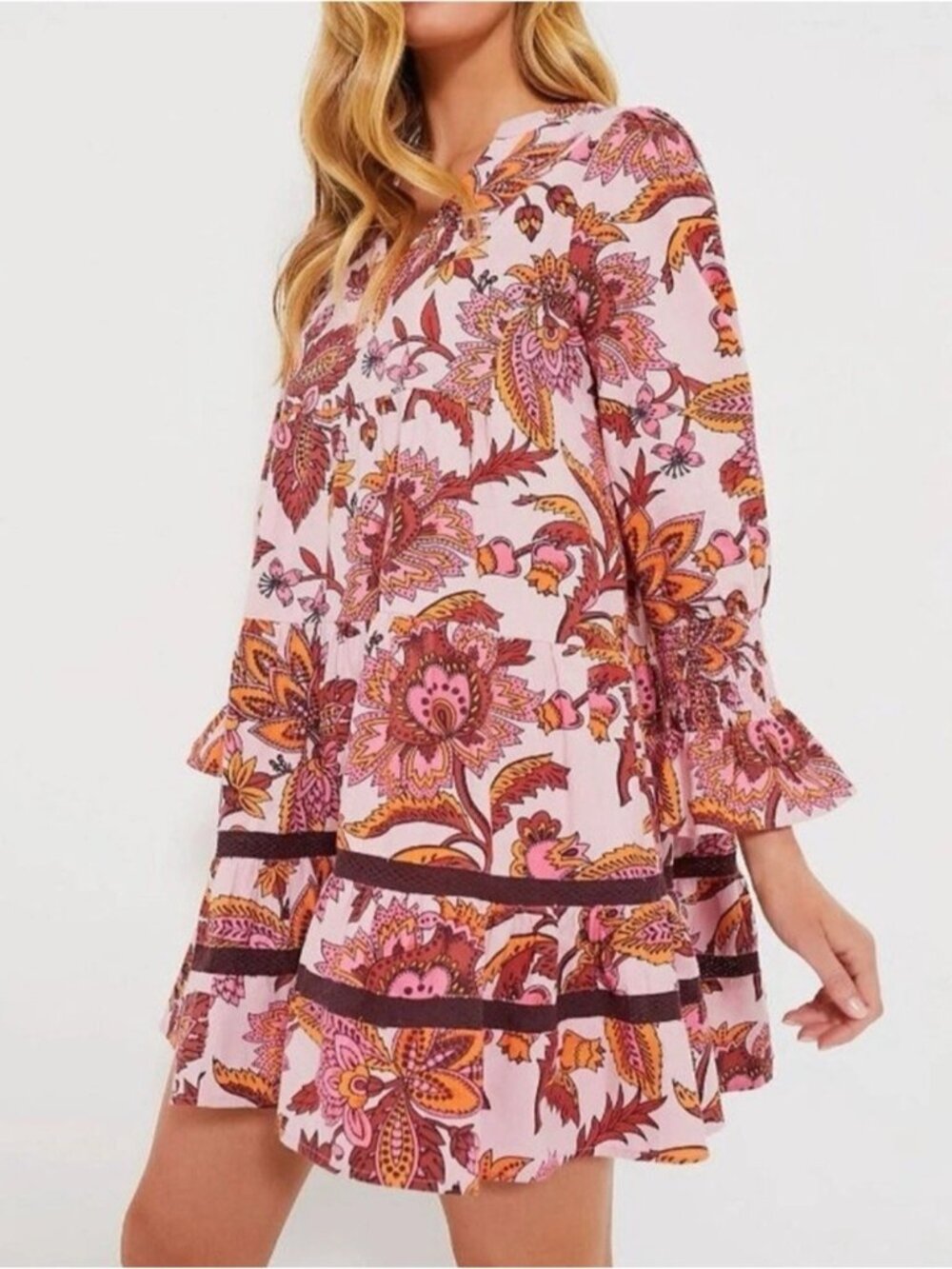 Tuckernuck Sunset Chintz Kenzo Beach Coverup Floral Mini Dress Pink M